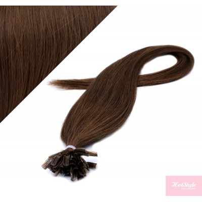 24" (60cm) Nail tip / U tip human hair pre bonded extensions - medium brown