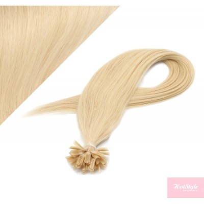 24" (60cm) Nail tip / U tip human hair pre bonded extensions - the lightest blonde