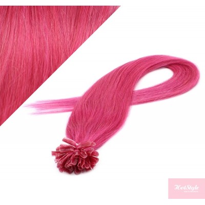 24" (60cm) Nail tip / U tip human hair pre bonded extensions - pink