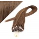 24" (60cm) Micro ring human hair extensions - medium light brown