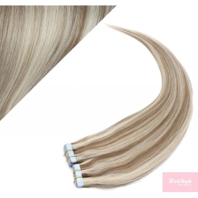 16" (40cm) Tape Hair / Tape IN human REMY hair - platinum/light brown