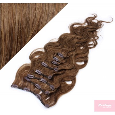 20" (50cm) Clip in wavy human REMY hair - medium brown