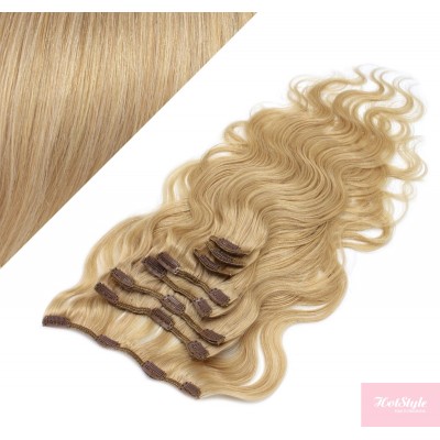 20" (50cm) Clip in wavy human REMY hair - natural blonde