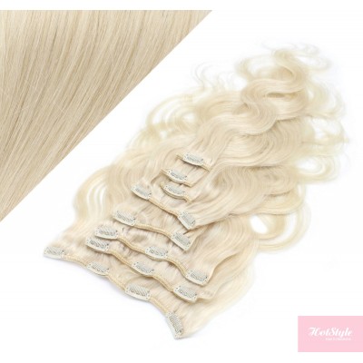 20" (50cm) Clip in wavy human REMY hair - platinum blonde