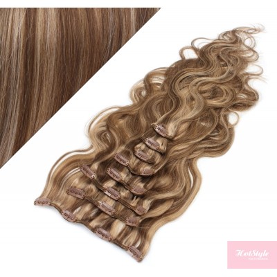 20" (50cm) Clip in wavy human REMY hair - dark brown/blonde