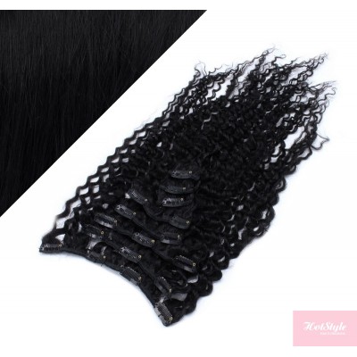 20" (50cm) Clip in curly human REMY hair - black