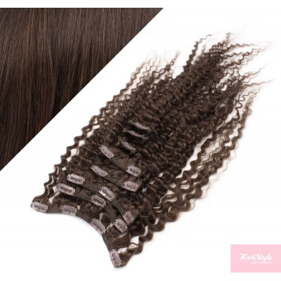 20" (50cm) Clip in curly human REMY hair - dark brown