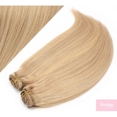 15" (40cm) Deluxe clip in human REMY hair - light blonde / natural blonde