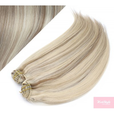 15" (40cm) Deluxe clip in human REMY hair - platinum / light brown