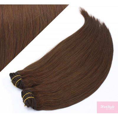 24" (60cm) Deluxe clip in human REMY hair - medium brown