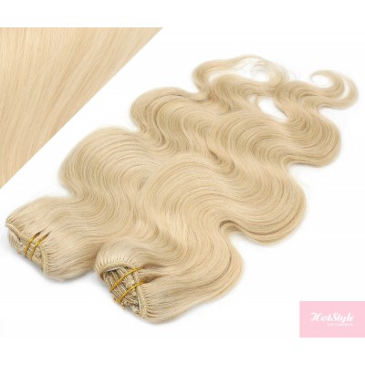 20" (50cm) Deluxe wavy clip in human REMY hair - the lightest blonde