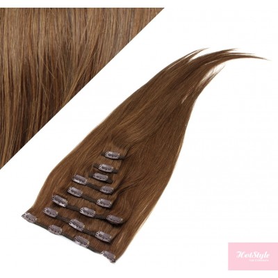 15" (40cm) Clip in human REMY hair - medium brown