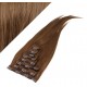 15" (40cm) Clip in human REMY hair - medium brown