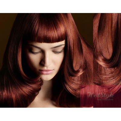 Clip In Bang Fringe Human Hair Remy Copper Red