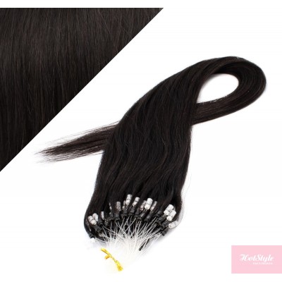 20" (50cm) Micro ring human hair extensions - natural black