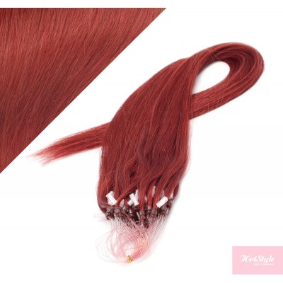 24" (60cm) Micro ring human hair extensions - copper red