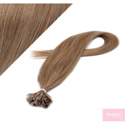 16" (40cm) Nail tip / U tip human hair pre bonded extensions - light brown