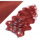 20" (50cm) Clip in wavy human REMY hair - copper red