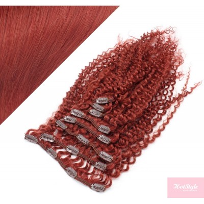 20" (50cm) Clip in curly human REMY hair - copper red