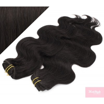 20" (50cm) Deluxe wavy clip in human REMY hair - natural black