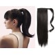 Clip in human hair ponytail wrap hair extension 24" straight - natural black