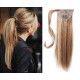Clip in human hair ponytail wrap hair extension 24" straight - mixed blonde