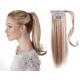 Clip in human hair ponytail wrap hair extension 24" straight - platinum/light brown