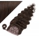 Clip in human hair ponytail wrap hair extension 20" wavy - dark brown