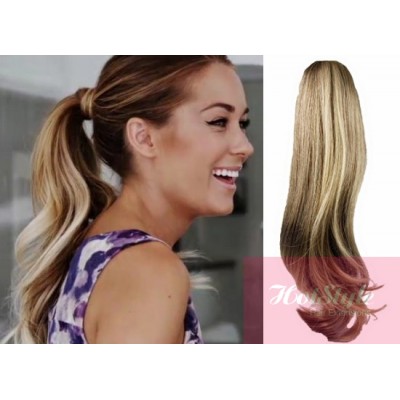 Clip In Human Hair Ponytail Wrap Hair Extension 20 Wavy Mixed