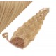 Clip in human hair ponytail wrap hair extension 20" wavy - light blonde/natural blonde