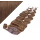 Clip in human hair ponytail wrap hair extension 24" wavy - medium brown