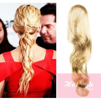 Clip In Human Hair Ponytail Wrap Hair Extension 24 Wavy The