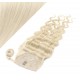 Clip in human hair ponytail wrap hair extension 24" wavy - platinum blonde