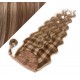 Clip in human hair ponytail wrap hair extension 24" wavy - dark brown/blonde