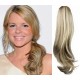 Clip in human hair ponytail wrap hair extension 24" wavy - platinum/light brown