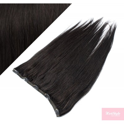 16˝ one piece full head clip in hair weft extension straight – natural black