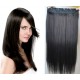 16 inches one piece full head 5 clips clip in hair weft extensions straight – natural black