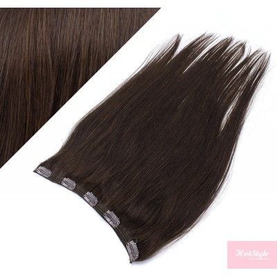 16˝ one piece full head clip in hair weft extension straight – dark brown