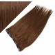 16˝ one piece full head clip in hair weft extension straight – medium brown
