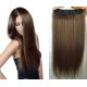 16˝ one piece full head clip in hair weft extension straight – medium brown