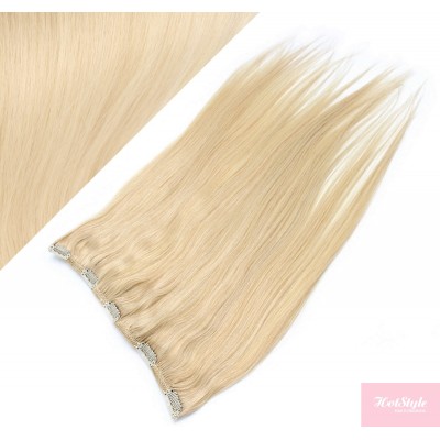 16˝ one piece full head clip in hair weft extension straight – the lightest blonde