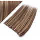 16˝ one piece full head clip in hair weft extension straight – dark brown / blonde