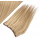 16˝ one piece full head clip in hair weft extension straight – light blonde / natural blonde