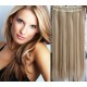 16 inches one piece full head 5 clips clip in hair weft extensions straight – platinum / light brown