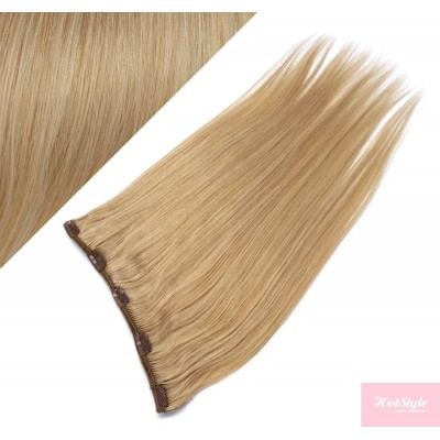 20˝ one piece full head clip in hair weft extension straight – natural blonde