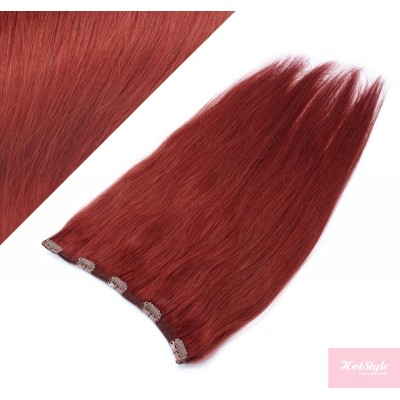 20˝ one piece full head clip in hair weft extension straight – copper red