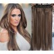 24˝ one piece full head clip in hair weft extension straight – dark brown / blonde