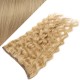 16˝ one piece full head clip in hair weft extension wavy – natural blonde