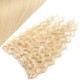 16˝ one piece full head clip in hair weft extension wavy – the lightest blonde