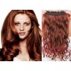 16˝ one piece full head clip in hair weft extension wavy – copper red